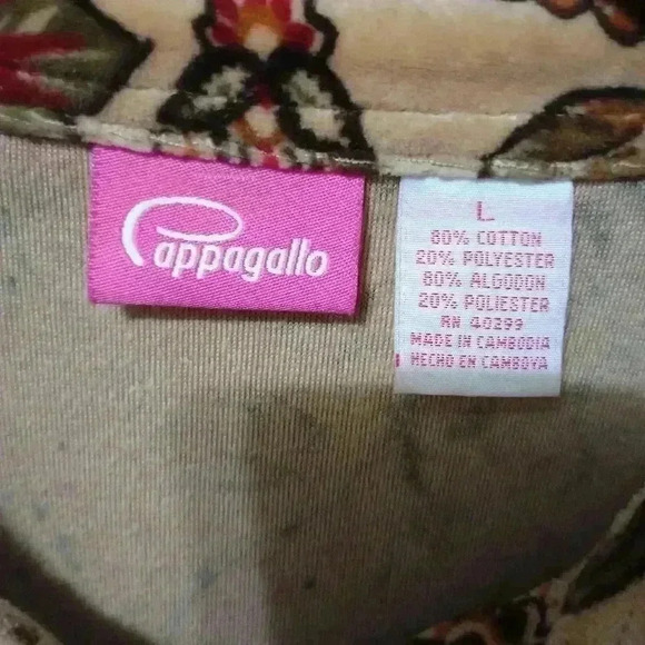 Pappagallo Women’s Vtg Velour Paisley Floral Button Up Blouse Size L Fall Autumn - Picture 2 of 5